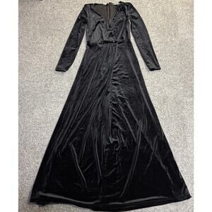 NWT Love X Design Black Velvet Long Sleeve V- Neck Elegant Maxi Dress Small